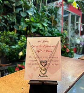 kalp kolye, çift renk kolye, sevgiliye hediye takı, 14 şubat